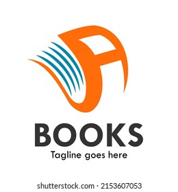 Letter a with book logo template illustration