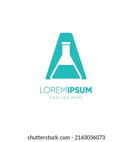 Letter A Bottle Lab Science Logo Design Vector Icon Graphic Emblem Illustration 