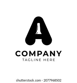 Letra A con vector de diseño combinado del logotipo del frasco