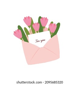 Letter in a bouquet from an envelope