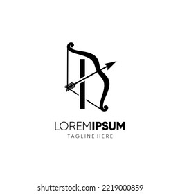 Ilustración de emblema gráfico del vector de diseño del logotipo de arquero de la letra I 