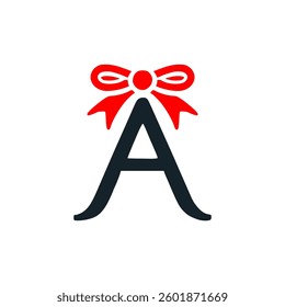 letter A with bow logo vector illustration template design