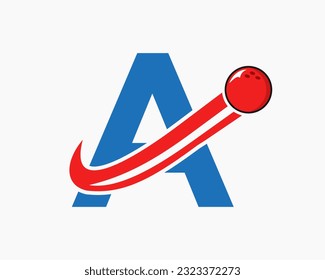 Letter A Bowling Logo. Bowling Ball Symbol With Moving Ball Icon