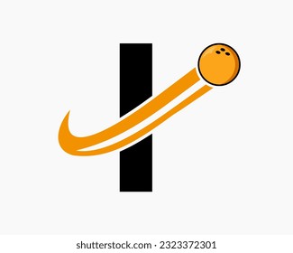 Letter I Bowling Logo. Bowling Ball Symbol With Moving Ball Icon