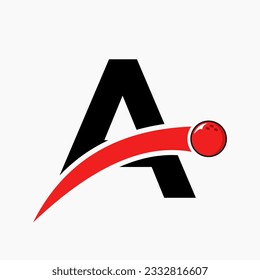 Letter A Bowling Logo. Bowling Ball Symbol With Moving Ball Icon