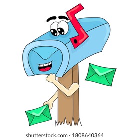 letter box with cartoon character face illustration