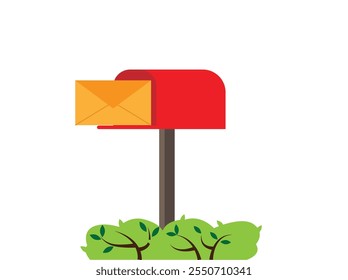 Letter Box with Envelope Isolated on White Flat Style. Mailing letters and postal services vector art