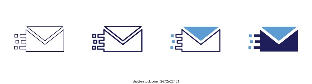 Letter box icon in 4 different styles. Thin Line, Line, Bold Line, Duotone. Duotone style. Editable stroke.