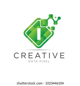 i letter box pixel logo