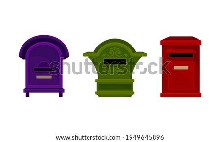 Letter Box or Letter Plate with Hole or Mail Slot for Receiving Incoming Mail Vector Set