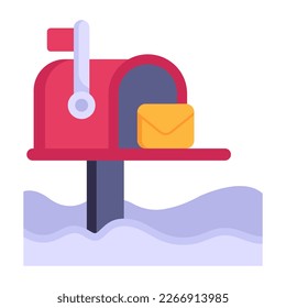 Letter box or postbox flat icon, editable vector