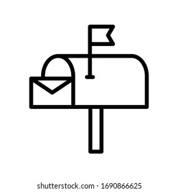 letter box vector thin line icon 
