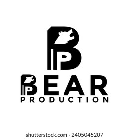 Letra BP y diseño del logotipo de la cabeza del oso, logotipo del oso
