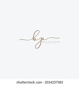Letra BP gold Plantilla de logotipo de diseño de escritura a mano inicial.