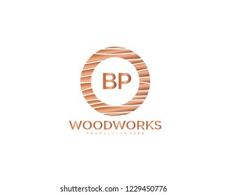 Letter BP initial wood logo vector