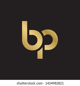 Letter bp linked lowercase logo design template elements. Gold letter Isolated on black  background. Suitable for business, consulting group company.