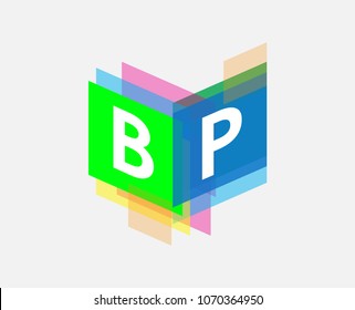 Letter BP logo with colorful geometric shape, letter combination logo design for creative industry, web, business and company.