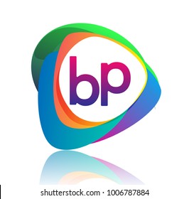 Letter BP logo with colorful splash background, letter combination logo design for creative industry, web, business and company.