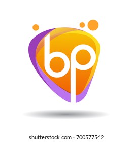 Letter BP logo in triangle splash and colorful background, letter combination logo design for creative industry, web, business and company.