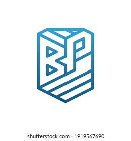 Diseño de logotipo de línea Escudo de BP