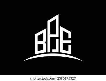 Letter BPE building vector monogram logo design template. Building Shape BPE logo.