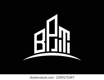 Letter BPT Building Vektorgrafik Monogramm Logo Design Vorlage. Building Shape BPT Logo.
