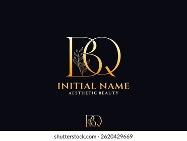 Letra BQ Logotipo de beleza com floreio Ornamento Luxo