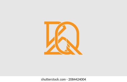 Letter BQ Lines Logo Vector Design. Creative Letter Icon with Orange Lines.