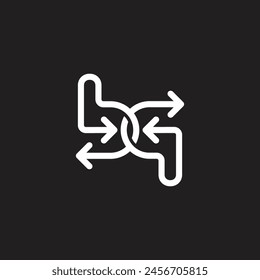 letter bq linked overlap arrows linear logo vector 