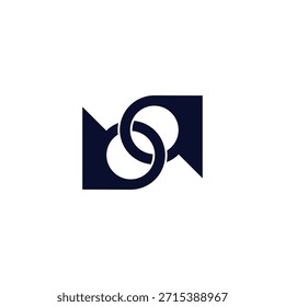 letter bq linked rings monogram 3d flat logo vector 