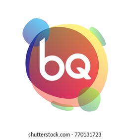 Letter BQ logo with colorful splash background, letter combination logo design for creative industry, web, business and company.
