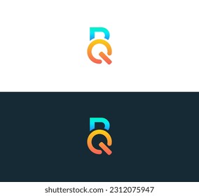 Letter BQ , QB Minimal Simple Modern Logo Design Vector Symbol Template.