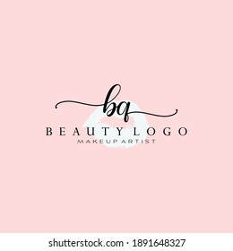 Letter BQ Watercolor Lips Premade Logo Design, Logo for Makeup Artist Business Branding, Blush Beauty Boutique Logo Design, Calligraphy Logo