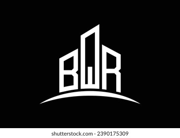 Letter BQR building vector monogram logo design template. Building Shape BQR logo.