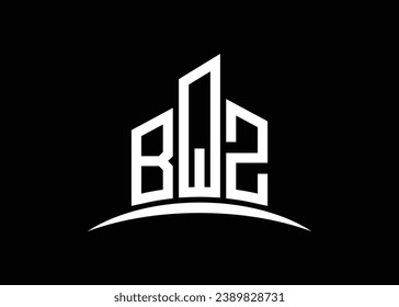 Letter BQZ building vector monogram logo design template. Building Shape BQZ logo.