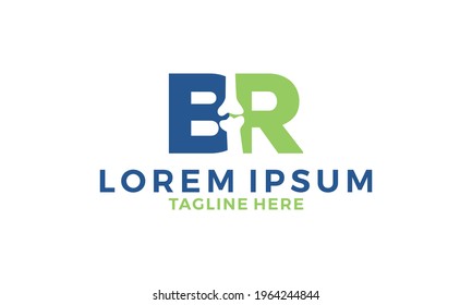 Letter BR With Bone logo vector icon illustration