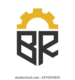 Letter BR Gear Logo Design for Service Center, Repair, Factory, Industrial, Digital and Mechanical Business