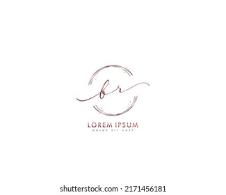 Letter BR Initial handwriting logo with signature and hand drawn style.