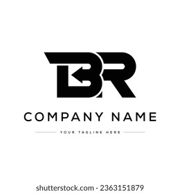 Logotipo de la carta de monograma moderno creativa BR. Logo negro sobre fondo blanco. Usable para logotipos de empresas. Elemento de plantilla de diseño de logotipo de vectores planos