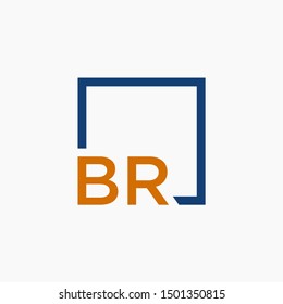 Letter BR Logo design with square frame line art. business consulting concept. studio,room,group icon. Suitable for business, consulting group company. - vector