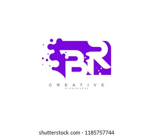 Letter BR Logo Design Vector with Abstract Square Shape Dots