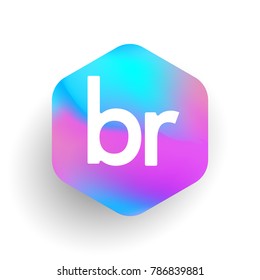 Letter BR logo in hexagon shape and colorful background, letter combination logo design for business and company identity.
