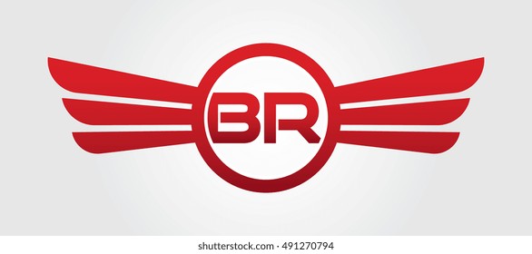 Letter BR Logo Winged Red Color