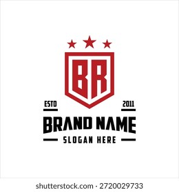 letra BR monograma escudo estrela modelo de vetor design logotipo