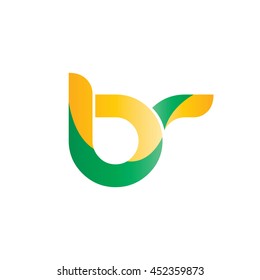 Letter BR Rounded Shape Icon Lowercase Logo Yellow and Green