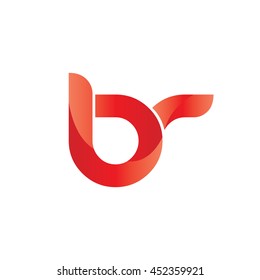 Letter BR Rounded Shape Icon Lowercase Logo Red