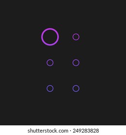 Letter A in Braille on black background