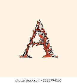 letter A with branches and leaves