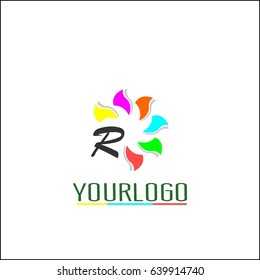 Letter  brand identity. Colorful Flower abstract Logo loop design vector template. Team partners friends social community Logotype concept icon. Beautiful design element.