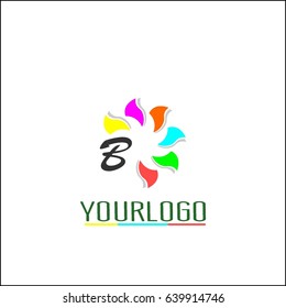 Letter  brand identity. Colorful Flower abstract Logo loop design vector template. Team partners friends social community Logotype concept icon. Beautiful design element.